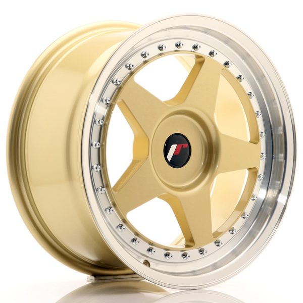 JR Wheels JR6 17x8 ET20-35 (Custom PCD) Gold w/Machined Lip