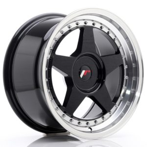 JR Wheels JR6 17x9 ET20-35 (Custom PCD) Glossy Black w/Machined Lip