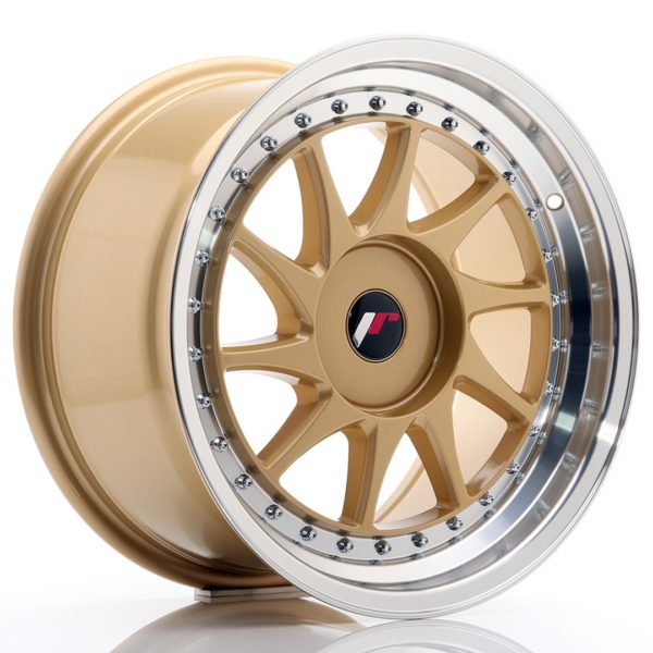 JR Wheels JR26 17x9 ET20-35 (Custom PCD) Gold w/Machined Lip