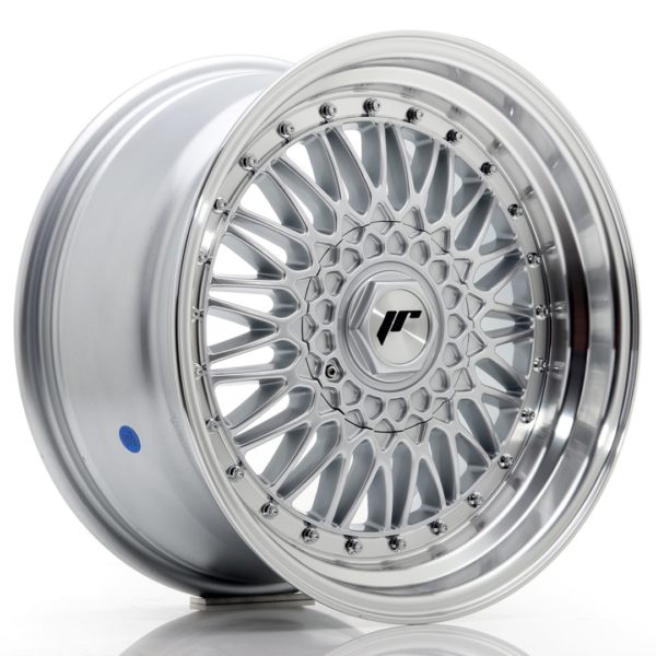 JR Wheels JR9 17x8,5 ET20-35 (Custom PCD) Silver w/Machined Lip+Silver Rivets